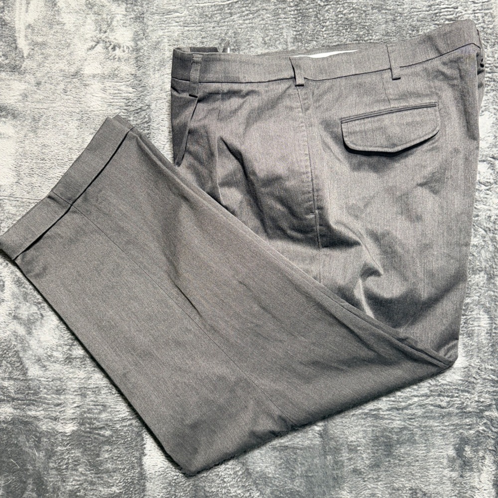 Savane Dress Pants Men 42x30 Gray Pleated Comfort Plus Cuffed Trousers‎